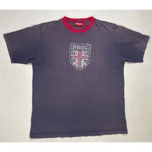 Merc London Graphic T-shirt Men Large Blue Faded Trashed Distressed